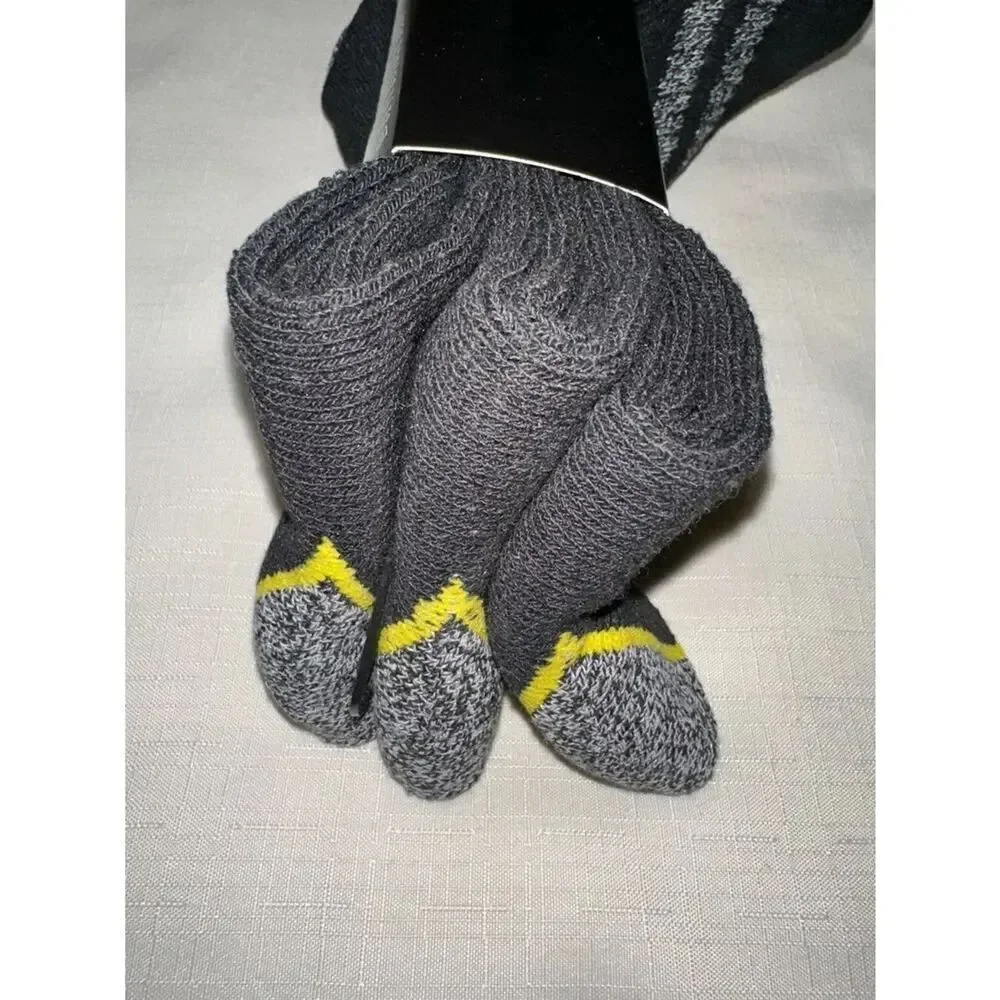 WEARPROOF Black Heather White Yellow Stripe Cotton Blend Work Socks 3 pack
